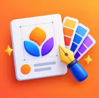 3D custom logo design icon with color palette