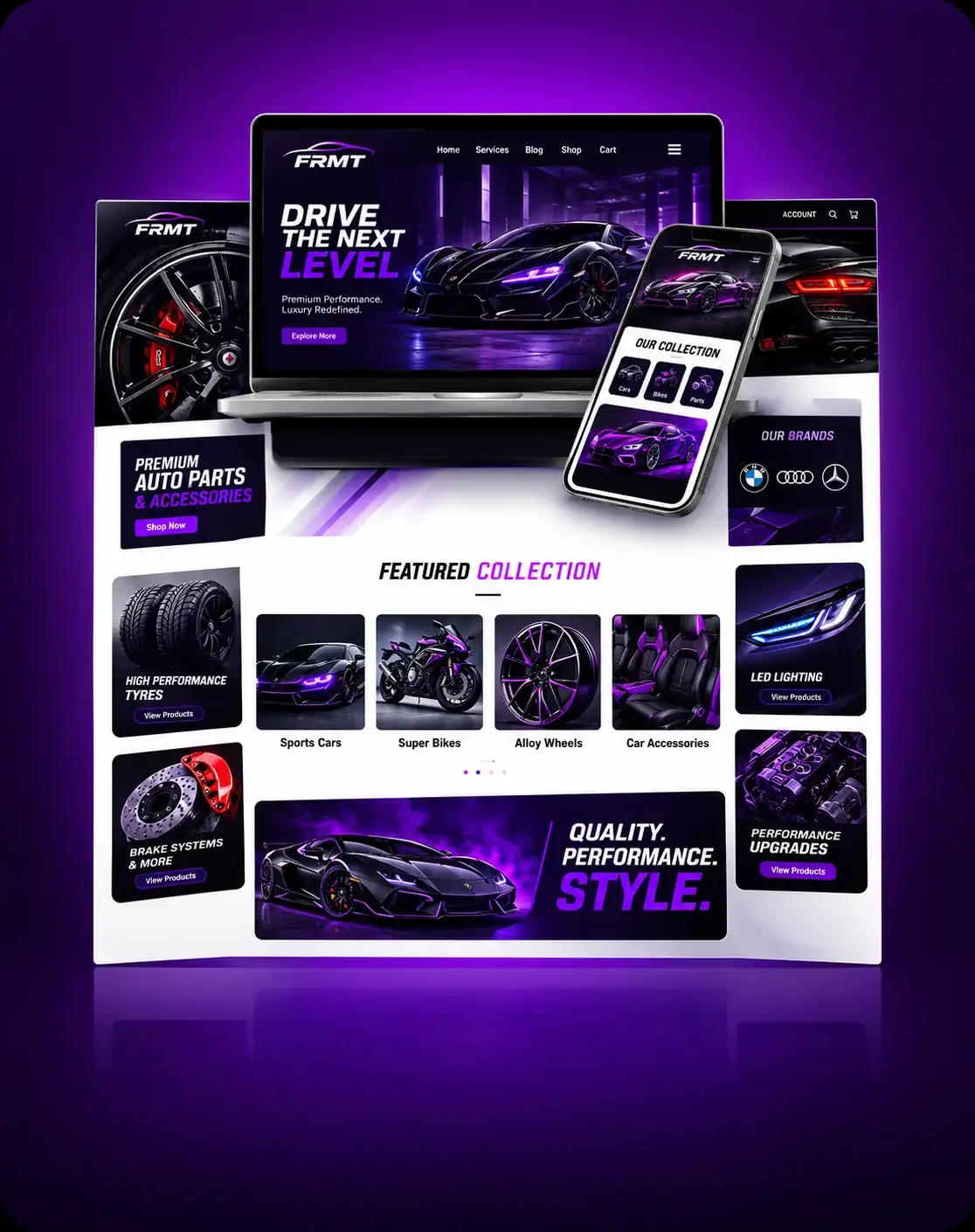 Custom multi page web design service for auto parts store
