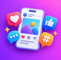 social media management and mobile ad icon